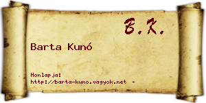 Barta Kunó névjegykártya